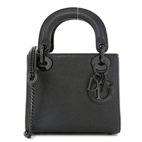 CHRISTIAN DIOR Metallic Karung Mini Lady Dior Black